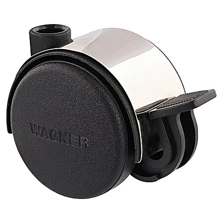 Wagner System Doppelrolle Doppelrolle (Traglast: 35 kg, Mit Rückenloch und Feststeller, Durchmesser Rolle: 40 mm, Chrom)