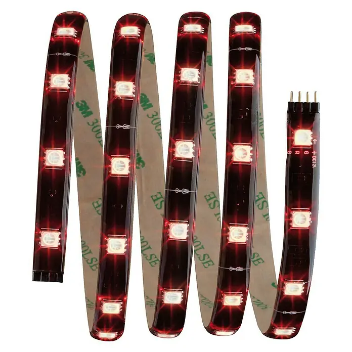 Paulmann LED-Band YourLED Basisset RGB - Länge: 1,5 m, Lichtfarbe: RGB, 10 W, 275 lm - Rote LED-Streifen mit 3M-Klebeband auf der Rückseite, ideal für dekorative Beleuchtung und DIY-Projekte.