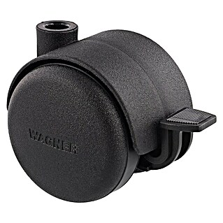 Wagner System Doppelrolle Doppelrolle (Traglast: 50 kg, Mit Rückenloch und Feststeller, Durchmesser Rolle: 50 mm, Schwarz)