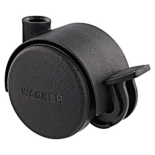 Wagner System Doppelrolle Doppelrolle (Traglast: 35 kg, Mit Rückenloch und Feststeller, Durchmesser Rolle: 40 mm, Schwarz)