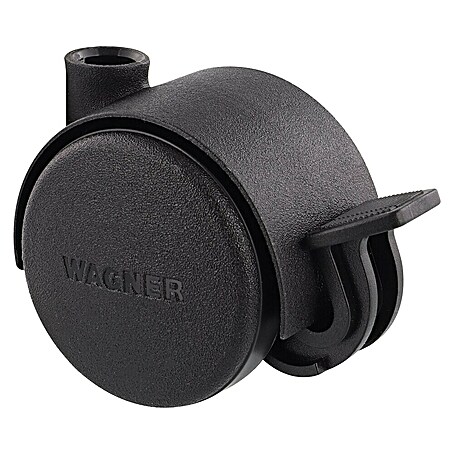 Wagner System Doppelrolle Doppelrolle (Traglast: 35 kg, Mit Rückenloch und Feststeller, Durchmesser Rolle: 40 mm, Schwarz)