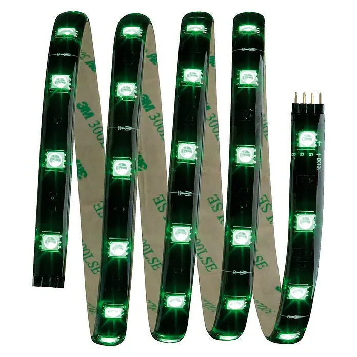 Paulmann LED-Band YourLED Basisset RGB - Länge: 1,5 m, Lichtfarbe: RGB, 10 W, 275 lm - LED-Streifen mit grünen Leuchten und Klebestreifen für flexible Beleuchtungslösungen im Innenbereich.
