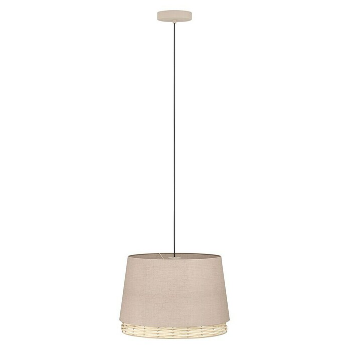 Pendelleuchte rund (40 W, Ø x H: 38 x 110 cm, Beige/Natur, Schwarz, E27) | BAUHAUS