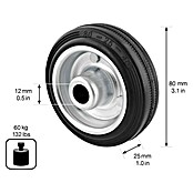 Wagner System Ersatzrad für Transportgeräterollen (Durchmesser: 80 mm, Gummi, Schwarz, 60 kg) | BAUHAUS