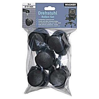 Wagner System Doppelrollen-Set Hart (Schwarz, 5 Stk., Traglast: 50 kg)
