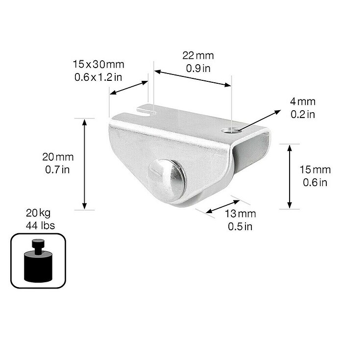 Wagner System Möbel-Bockrolle (Durchmesser Rolle: 15 mm, Traglast: 20 kg, Gleitlager) | BAUHAUS