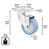 Wagner System Möbel-Lenkrolle Ultrasoft Deluxe (Durchmesser Rollen: 50 mm, Traglast: 50 kg, Kugellager, Mit Platte) | BAUHAUS