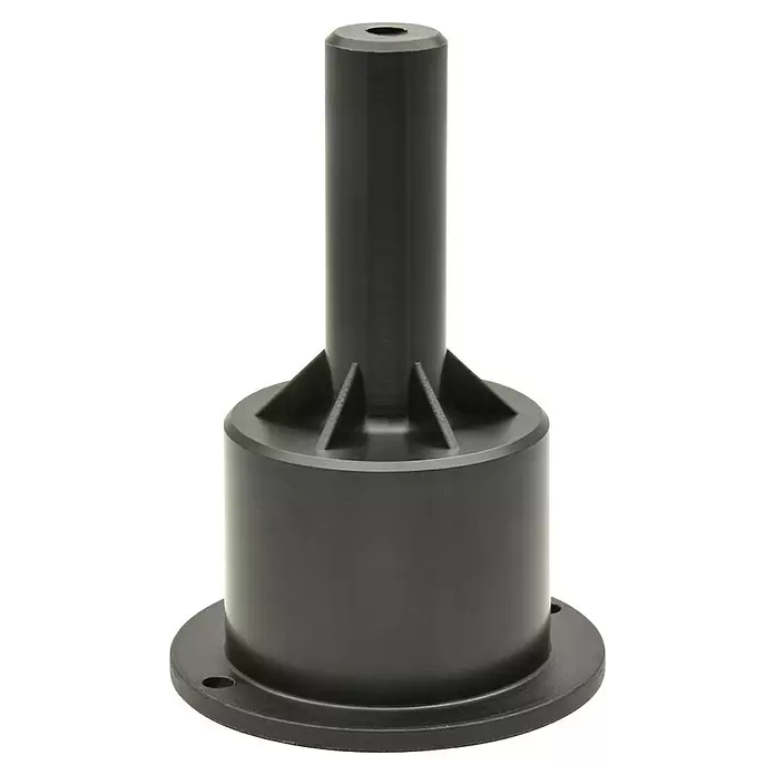 Wagner System Laufrolle Tischauszug - Durchmesser: 27 mm, Schwarz, Kunststoff - Dunkelgrauer zylindrischer Montagesockel mit geripptem Schaft und Flansch mit Befestigungslöchern.