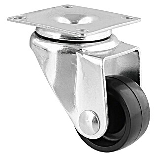 Wagner System Möbel-Lenkrolle (Traglast: 30 kg, Gleitlager, Mit Platte, Farbe Rad: Schwarz, Durchmesser Rolle: 29 mm)