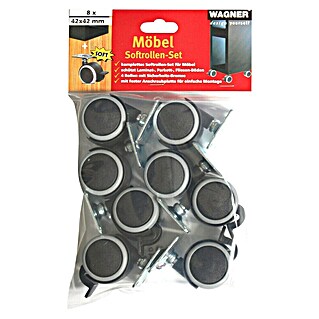 Wagner System Möbel-Lenkrolle Soft (Traglast: 30 kg, Mit Platte und Feststeller)