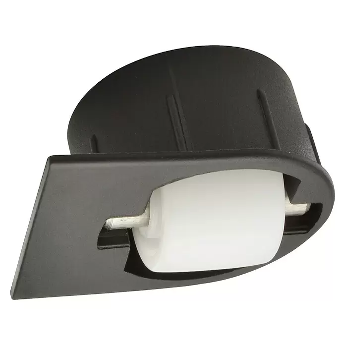 Wagner System Laufrolle - Schwarz, Weiß, Kunststoff, Durchmesser: 25 mm - Schwarzer Kunststoff-Möbelgleiter mit weißer Rolle.
