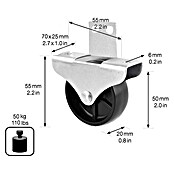 Wagner System Möbel-Bockrolle (Durchmesser Rolle: 50 mm, Traglast: 50 kg, Gleitlager) | BAUHAUS