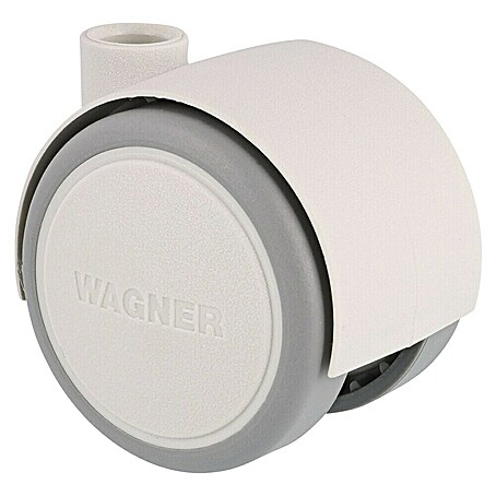 Wagner System Doppelrolle Doppelrolle (Traglast: 35 kg, Mit Rückenloch, Farbe Rad: Weiß, Durchmesser Rolle: 40 mm, Weiche Lauffläche)