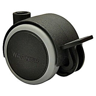 Wagner System Doppelrolle Doppelrolle (Traglast: 35 kg, Mit Rückenloch und Feststeller, Farbe Rad: Grau, Durchmesser Rolle: 40 mm, Weiche Lauffläche)