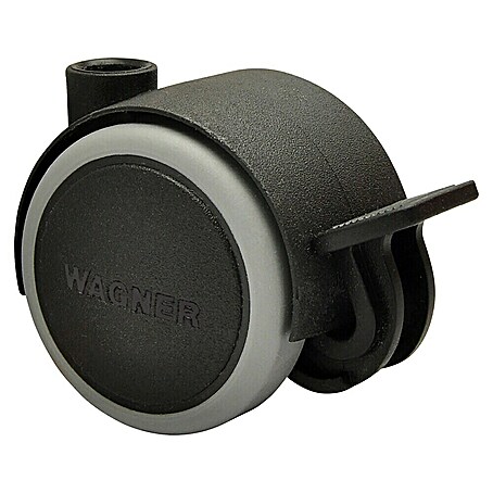Wagner System Doppelrolle Doppelrolle (Traglast: 35 kg, Mit Rückenloch und Feststeller, Farbe Rad: Grau, Durchmesser Rolle: 40 mm, Weiche Lauffläche)