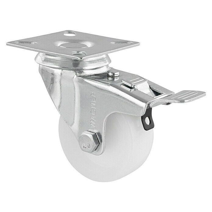 Wagner System Apparate-Lenkrolle ECO (Traglast: 50 kg, Gleitlager, Mit Platte und Feststeller, Durchmesser Rolle: 50 mm) | BAUHAUS