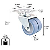 Wagner System Apparate-Lenkrolle Ultrasoft ECO (Traglast: 70 kg, Gleitlager, Mit Platte, Durchmesser Rolle: 50 mm) | BAUHAUS