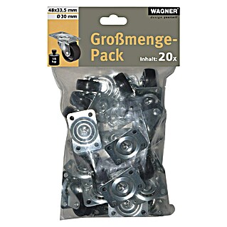 Wagner System Möbel-Lenkrolle (Durchmesser Rollen: 30 mm, Traglast: 15 kg, 20 Stk.)