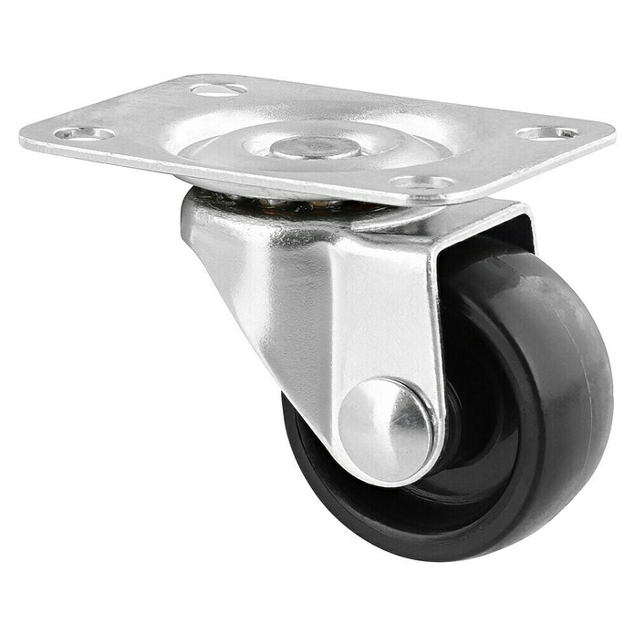 Wagner System Möbel-Lenkrolle (Traglast: 15 kg, Gleitlager, Mit Platte, Farbe Rad: Schwarz, Durchmesser Rolle: 30 mm) | BAUHAUS