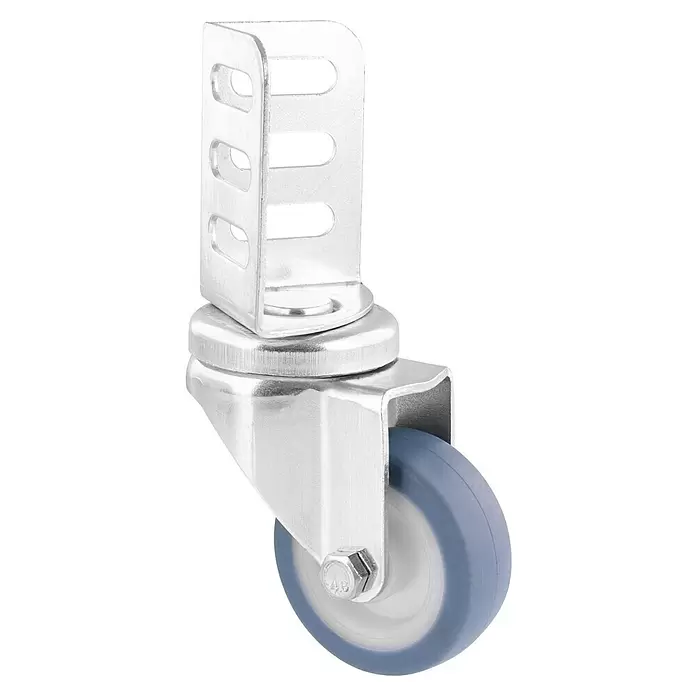 Wagner System Apparate-Lenkrolle Corner - Durchmesser Rollen: 50 mm, Traglast: 50 kg - Lenkrolle aus Metall in Silber mit blaugrauem Rad und weißer Nabe.