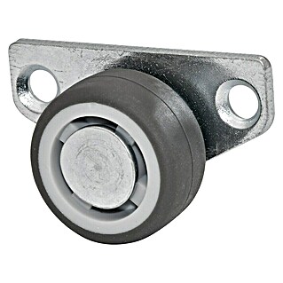 Wagner System Möbel-Lenkrolle Bettkastenrolle (Traglast: 40 kg, Gleitlager, Mit Platte, Farbe Rad: Grau, Durchmesser Rolle: 30 mm)
