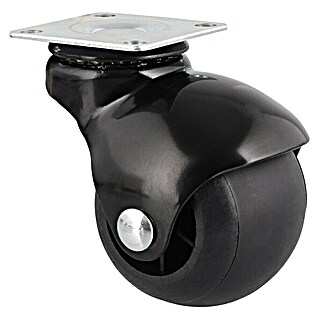 Wagner System Möbel-Lenkrolle für Bettkästen-,Schubladen (Traglast: 30 kg, Gleitlager, Mit Platte, Farbe Rad: Schwarz, Durchmesser Rolle: 38 mm)