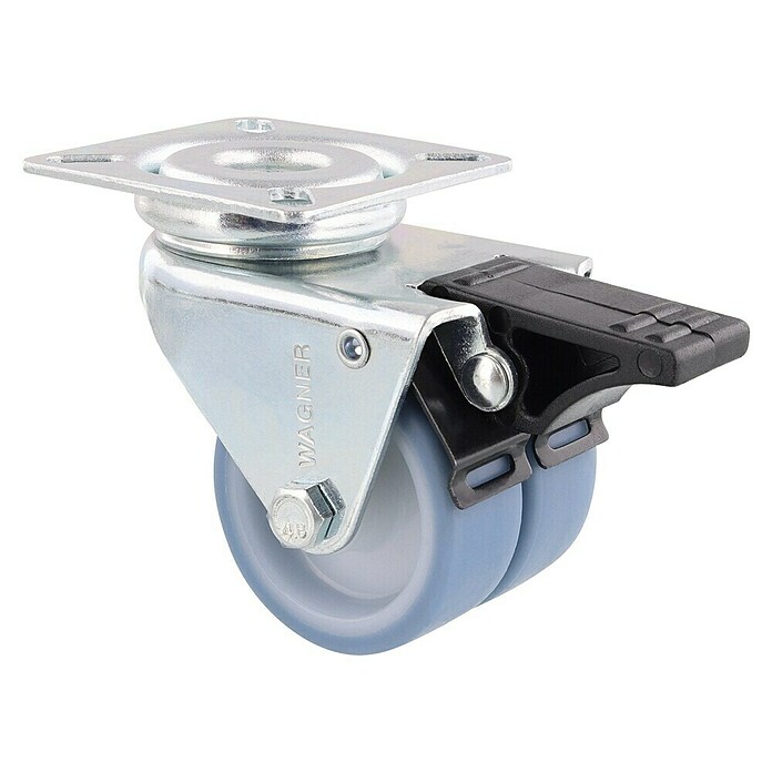 Wagner System Apparate-Lenkrolle Ultrasoft ECO (Traglast: 70 kg, Gleitlager, Mit Platte und Feststeller, Durchmesser Rolle: 50 mm) | BAUHAUS