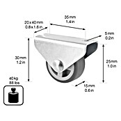 Wagner System Möbel-Bockrolle (Durchmesser Rolle: 25 mm, Traglast: 40 kg, Gleitlager) | BAUHAUS