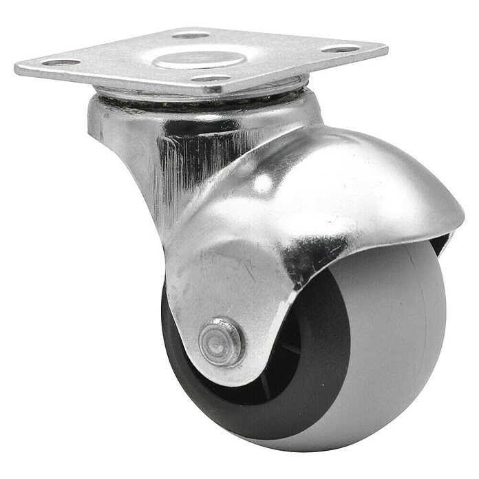 Wagner System Möbel-Lenkrolle für Bettkästen-,Schubladen (Traglast: 30 kg, Gleitlager, Mit Platte, Farbe Rad: Grau, Durchmesser Rolle: 38 mm) | BAUHAUS