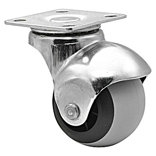 Wagner System Möbel-Lenkrolle für Bettkästen-,Schubladen (Traglast: 30 kg, Gleitlager, Mit Platte, Farbe Rad: Grau, Durchmesser Rolle: 38 mm)