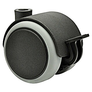 Wagner System Doppelrolle Doppelrolle (Traglast: 50 kg, Mit Rückenloch und Feststeller, Farbe Rad: Grau, Durchmesser Rolle: 50 mm, Weiche Lauffläche)