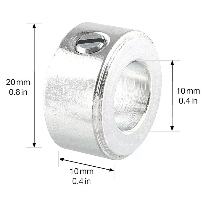 Wagner System Stellring für Achsen - Durchmesser: 20 mm, 2 Stk., Passend für: Für Achsen mit Durchmesser 10 mm - Silberfarbener Metall-Stellring mit Madenschraube, 20mm Außendurchmesser, 10mm Innendurchmesser und 10mm Breite.