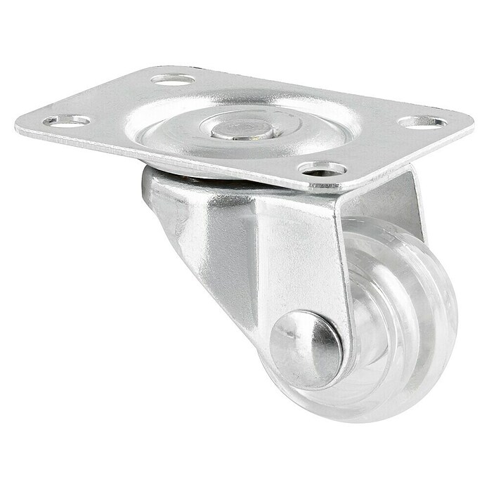 Wagner System Möbel-Lenkrolle (Traglast: 15 kg, Gleitlager, Mit Platte, Farbe Rad: Transparent, Durchmesser Rolle: 25 mm) | BAUHAUS