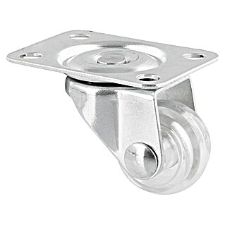 Wagner System Möbel-Lenkrolle (Traglast: 15 kg, Gleitlager, Mit Platte, Farbe Rad: Transparent, Durchmesser Rolle: 25 mm)