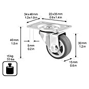 Wagner System Möbel-Lenkrolle Soft (Durchmesser Rollen: 30 mm, Traglast: 15 kg, Mit Platte, 20 Stk.) | BAUHAUS