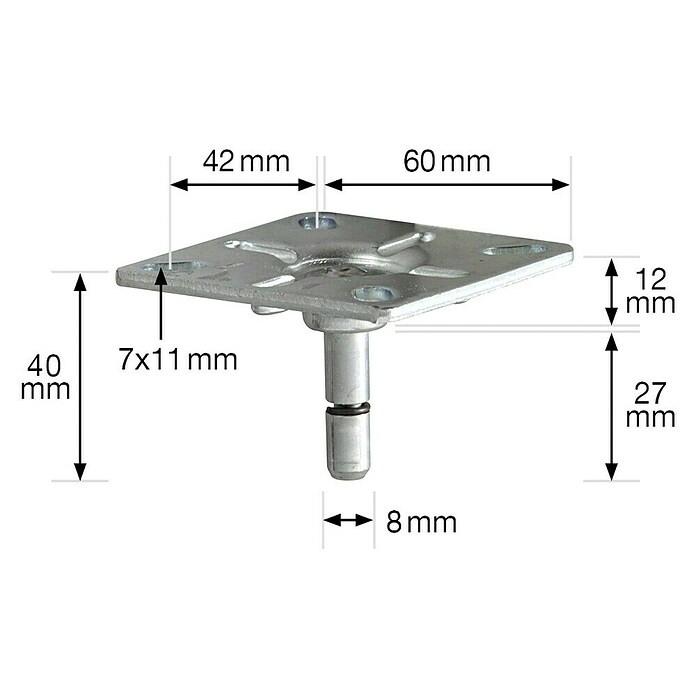 Wagner System Anschraubplatte (Stahl, Maße Platte: 60 x 60 mm) | BAUHAUS
