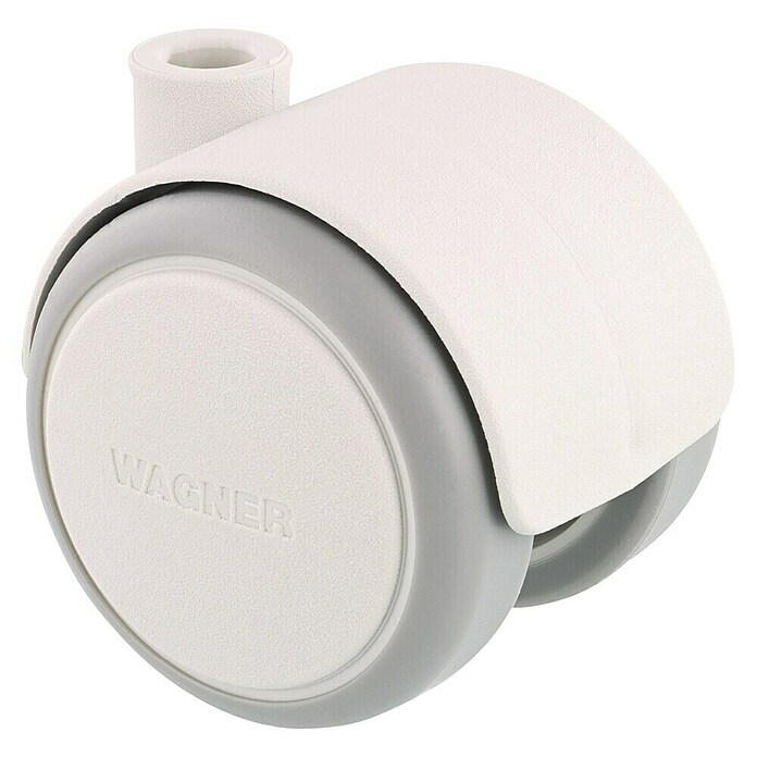Wagner System Doppelrolle Doppelrolle (Traglast: 50 kg, Mit Rückenloch, Farbe Rad: Weiß, Durchmesser Rolle: 50 mm, Weiche Lauffläche) | BAUHAUS
