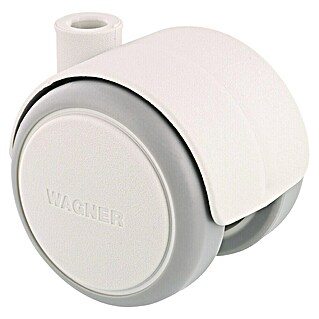 Wagner System Doppelrolle Doppelrolle (Traglast: 50 kg, Mit Rückenloch, Farbe Rad: Weiß, Durchmesser Rolle: 50 mm, Weiche Lauffläche)