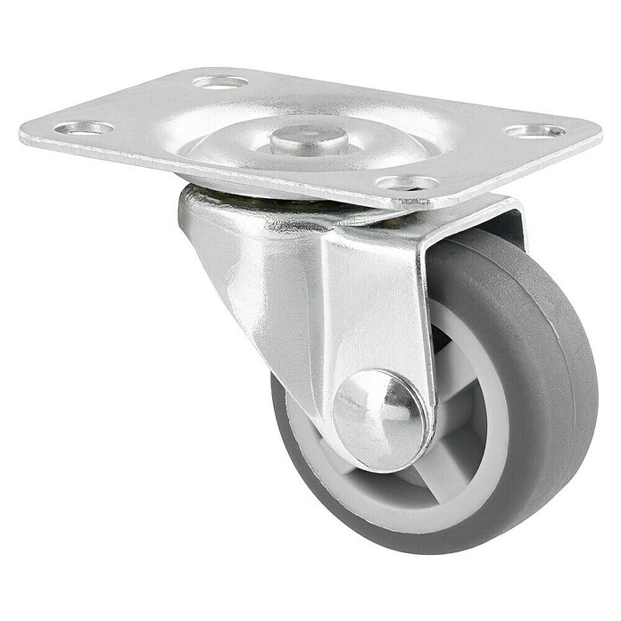 Wagner System Möbel-Lenkrolle (Traglast: 15 kg, Gleitlager, Mit Platte, Farbe Rad: Grau, Durchmesser Rolle: 30 mm) | BAUHAUS