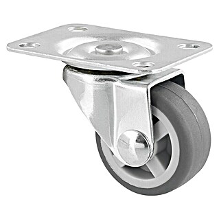 Wagner System Möbel-Lenkrolle (Traglast: 15 kg, Gleitlager, Mit Platte, Farbe Rad: Grau, Durchmesser Rolle: 30 mm)