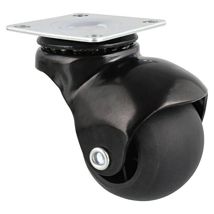 Wagner System Möbel-Lenkrolle für Bettkästen-,Schubladen (Traglast: 50 kg, Gleitlager, Mit Platte, Farbe Rad: Schwarz, Durchmesser Rolle: 48 mm) | BAUHAUS