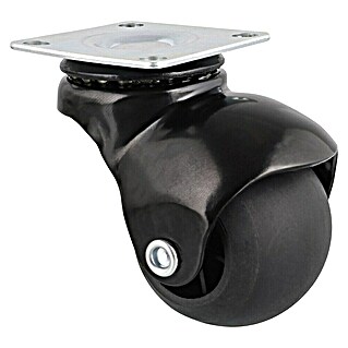 Wagner System Möbel-Lenkrolle für Bettkästen-,Schubladen (Traglast: 50 kg, Gleitlager, Mit Platte, Farbe Rad: Schwarz, Durchmesser Rolle: 48 mm)