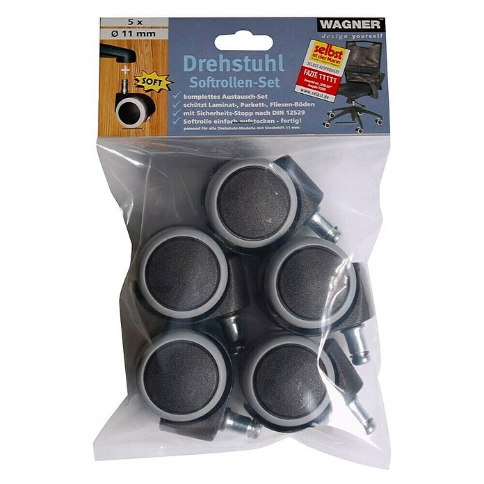 Wagner System Doppelrollen-Set Soft (Schwarz, 5 Stk., Traglast: 50 kg) | BAUHAUS