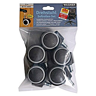 Wagner System Doppelrollen-Set Soft (Schwarz, 5 Stk., Traglast: 50 kg)