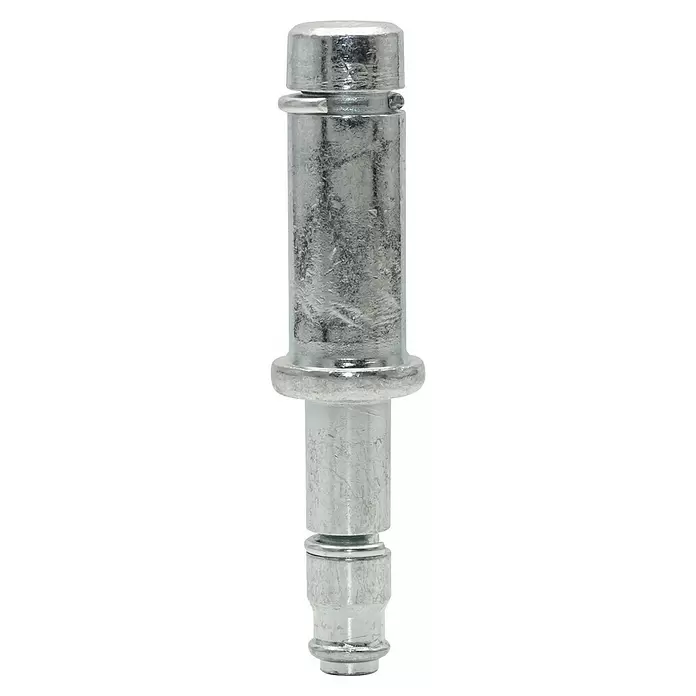 Wagner System Reduzierstück - Verzinkt, Durchmesser: 11 mm, Stahl - Silberfarbener Metallstift mit gestufter Welle und Sicherungsring, möglicherweise ein Führungsstift oder Hydraulikteil.
