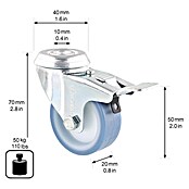 Wagner System Apparate-Lenkrolle Ultrasoft ECO (Traglast: 50 kg, Gleitlager, Mit Rückenloch und Feststeller, Durchmesser Rolle: 50 mm) | BAUHAUS