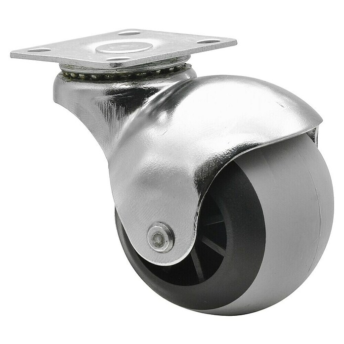 Wagner System Möbel-Lenkrolle für Bettkästen-,Schubladen (Traglast: 50 kg, Gleitlager, Mit Platte, Farbe Rad: Grau, Durchmesser Rolle: 48 mm) | BAUHAUS