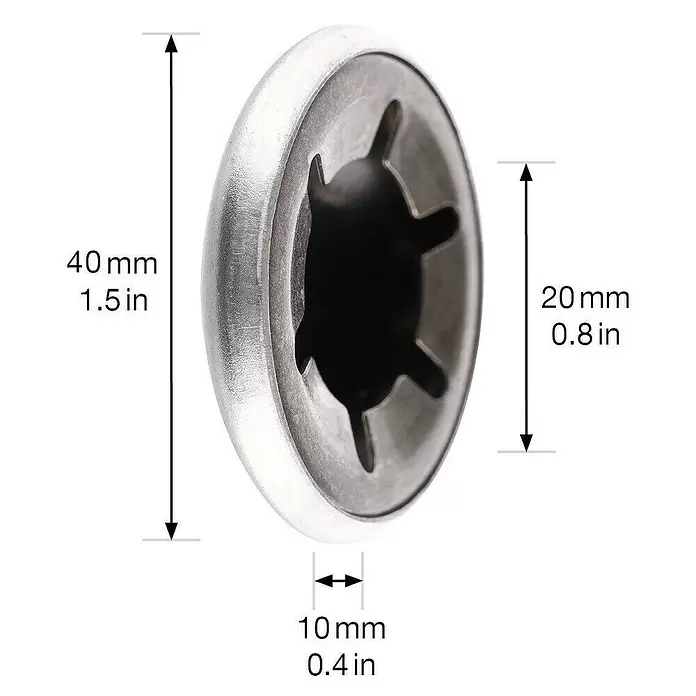 Wagner System Abdeckkappe - 2 Stk., Silber, 38 mm, Passend für: Achsen mit Durchmesser 2 cm - Silberfarbene, gewölbte Metall-Fangkappe mit sternförmigen Innenkrallen, 40 mm Außendurchmesser, 20 mm Innendurchmesser und 10 mm hoch.