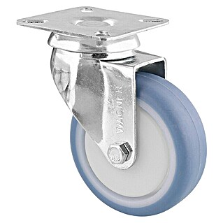 Wagner System Möbel-Lenkrolle Ultrasoft Deluxe (Durchmesser Rollen: 75 mm, Traglast: 75 kg, Kugellager, Mit Platte)