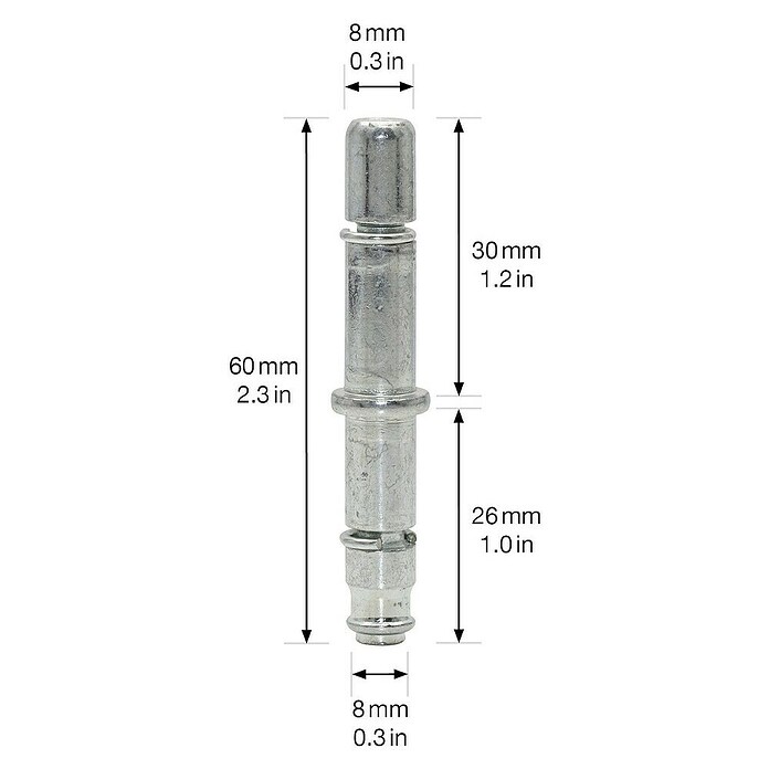Wagner System Steckbolzen (Silber, Stahl, L x B x H: 0,8 x 0,8 x 6 cm) | BAUHAUS